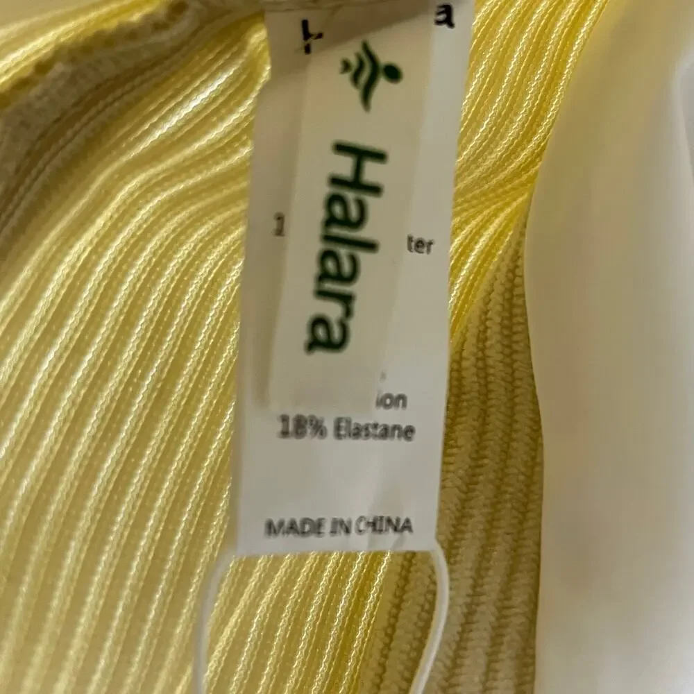 Halara Skirt High Waisted Back Zipper Split Hem 2-in-1 Corduroy Casual Cream S